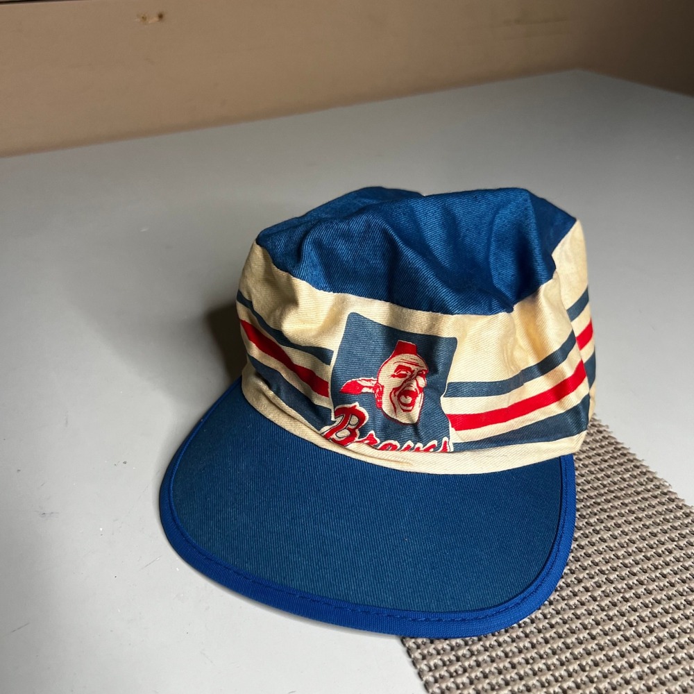 Vintage Atlanta Braves Painter Hat Chief Noc-A-Homa MLB Blue Striped Cap 70s 80s